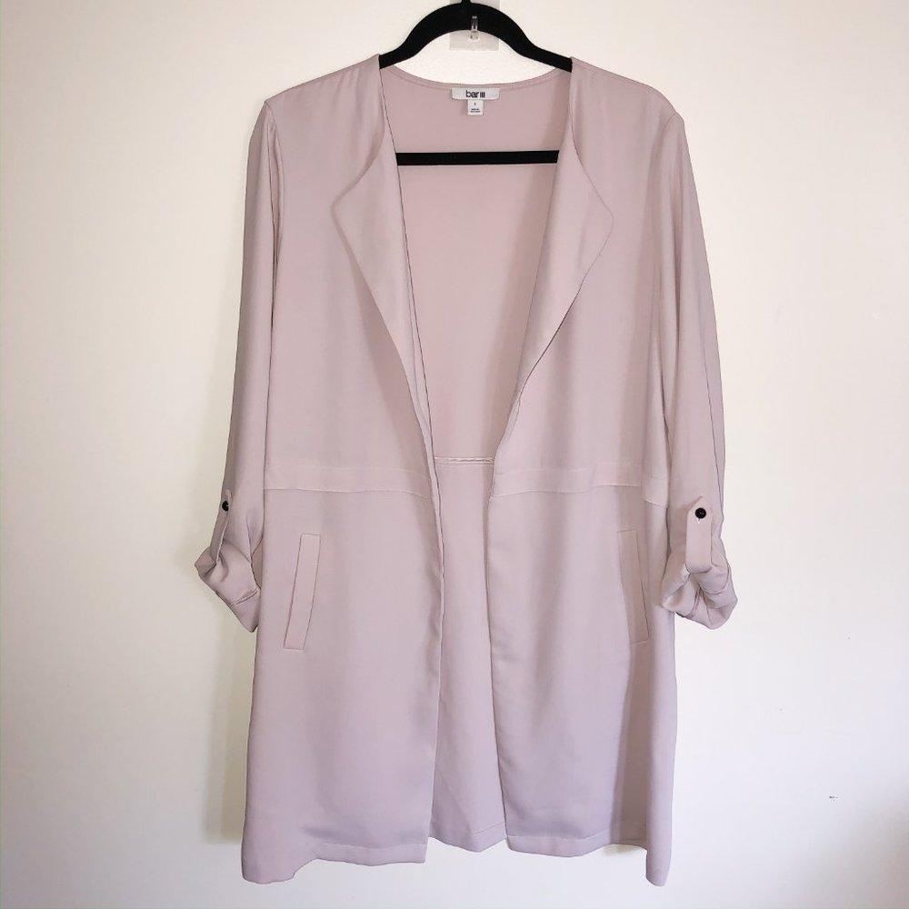 BAR III Pink Draped Open Front Trench Duster